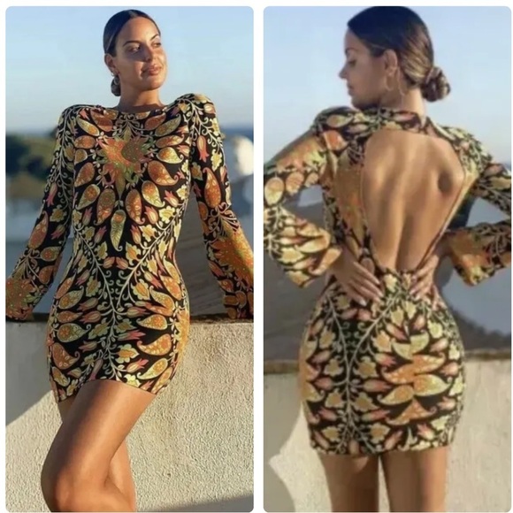 NWT Zara Bloggers Favorite Retro Floral Print Mini Dress Size XS‎ - Picture 1 of 13